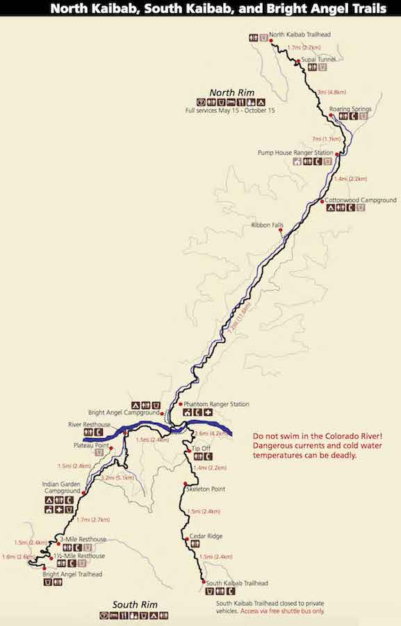 Grand Canyon Rim to Rim Trail Map